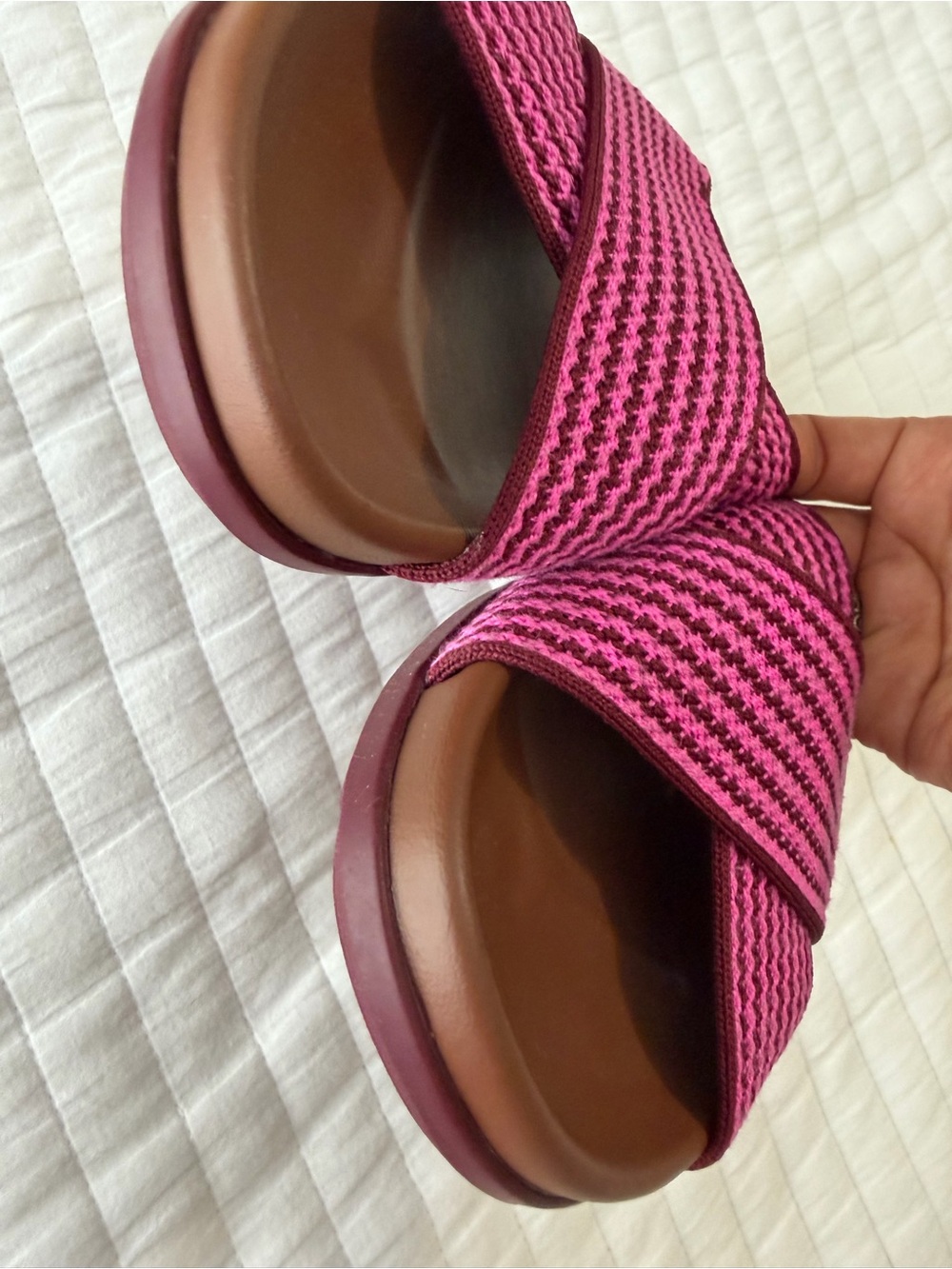 Rothys Brown & Pink Striped The Weekend Slide Women's Size 7 - Picture 7 of 12